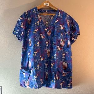 Snoopy 4th of July scrub top size Large. Small defect on pocket price reflects